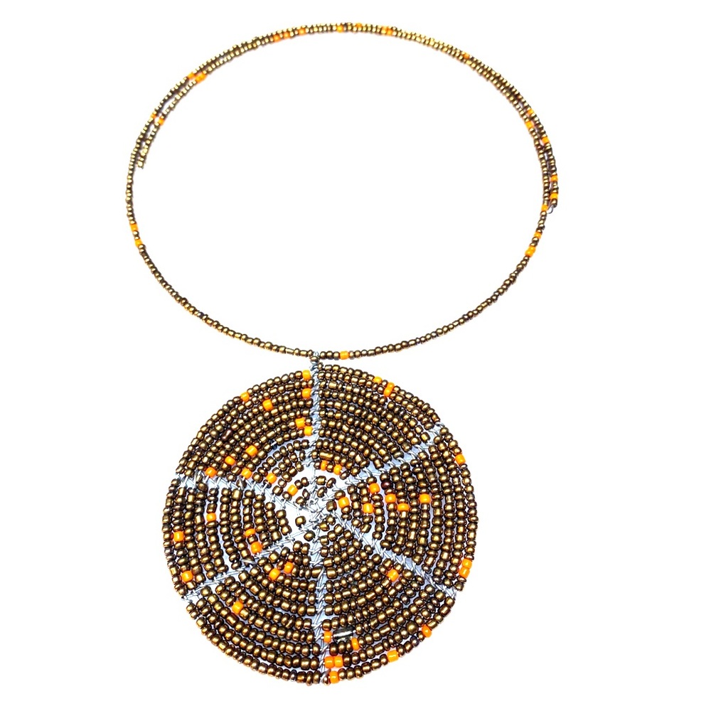 Handmade disc wire beaded necklace